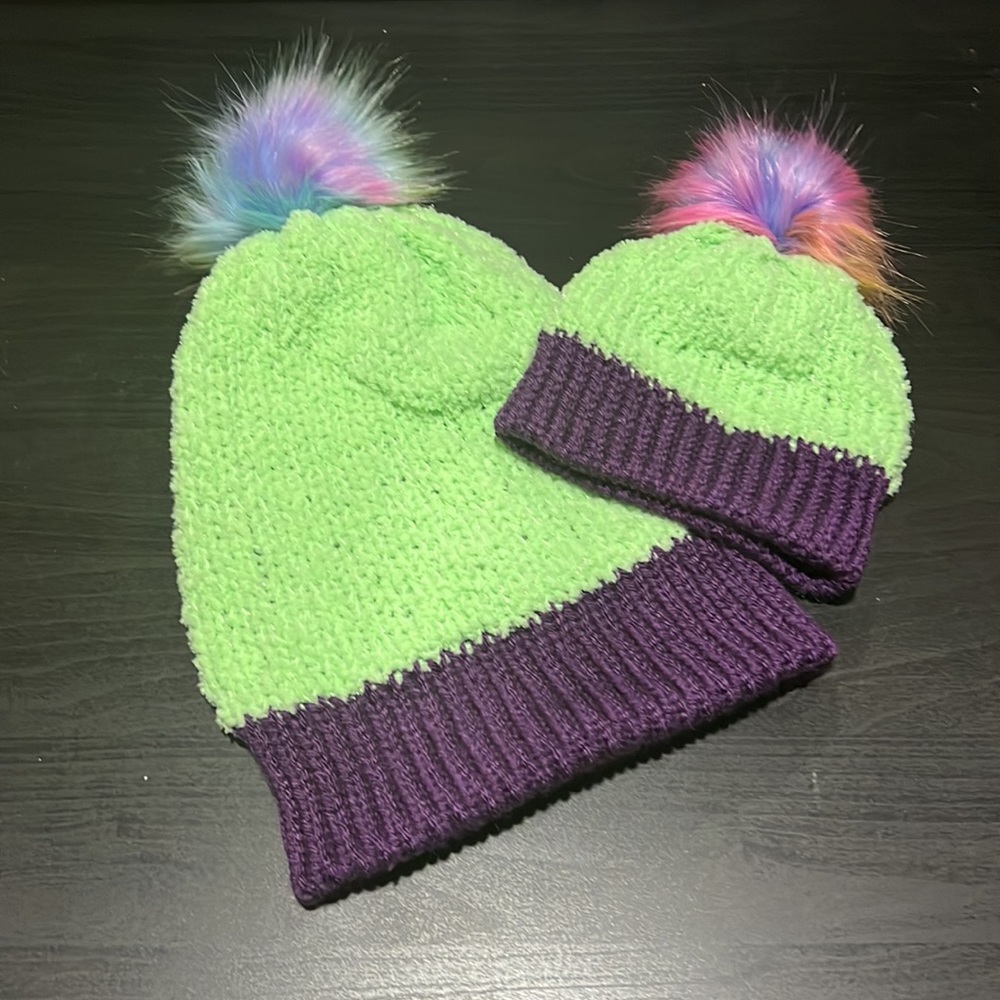 Mommy and Me Cupcake Hat Set Knitted Winter Beanie Hat